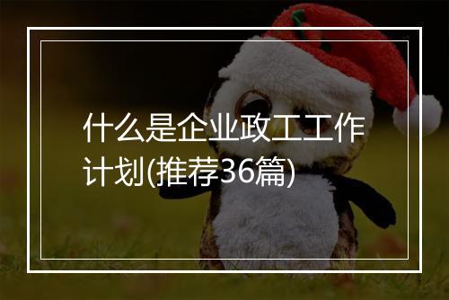 什么是企业政工工作计划(推荐36篇)