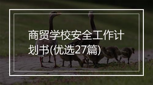 商贸学校安全工作计划书(优选27篇)