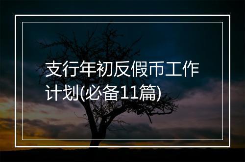 支行年初反假币工作计划(必备11篇)