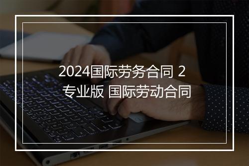 2024国际劳务合同 2 专业版 国际劳动合同