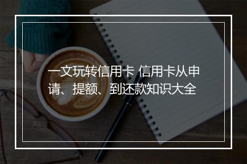 一文玩转信用卡 信用卡从申请、提额、到还款知识大全