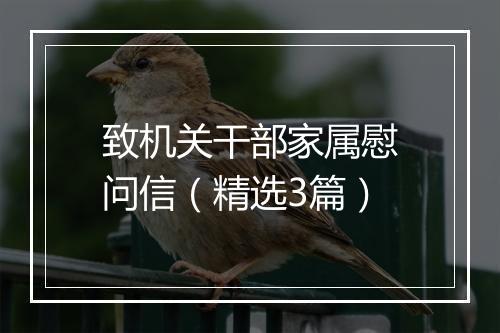 致机关干部家属慰问信（精选3篇）