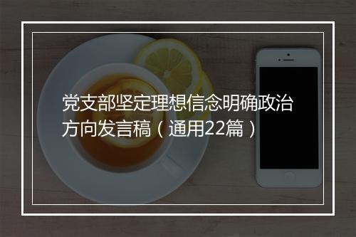 党支部坚定理想信念明确政治方向发言稿（通用22篇）