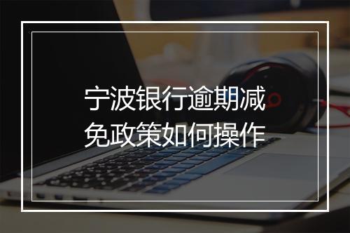 宁波银行逾期减免政策如何操作