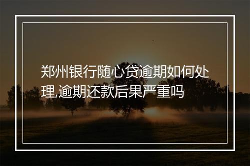 郑州银行随心贷逾期如何处理,逾期还款后果严重吗