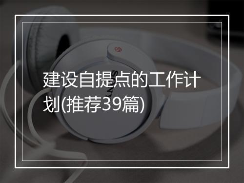 建设自提点的工作计划(推荐39篇)