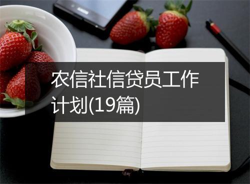 农信社信贷员工作计划(19篇)