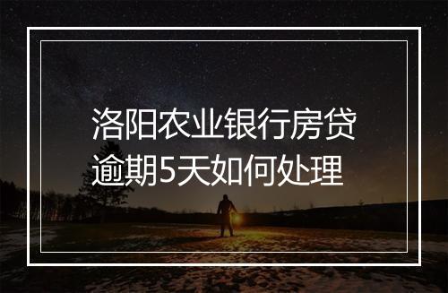 洛阳农业银行房贷逾期5天如何处理
