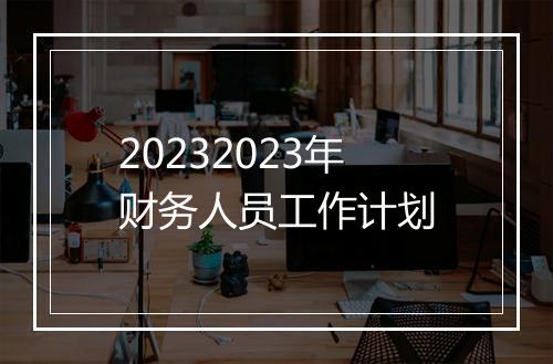 20232023年财务人员工作计划