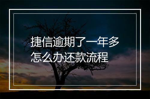捷信逾期了一年多怎么办还款流程