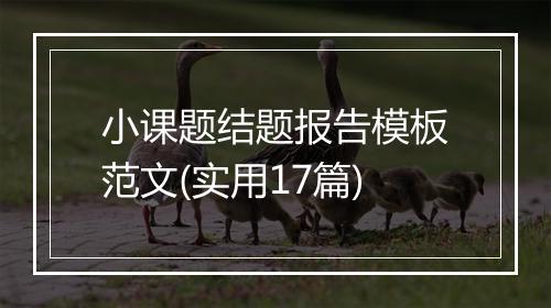 小课题结题报告模板范文(实用17篇)