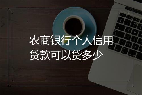 农商银行个人信用贷款可以贷多少