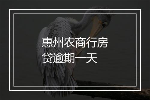 惠州农商行房贷逾期一天