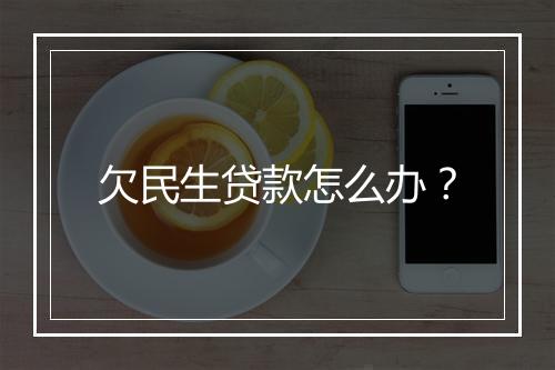 欠民生贷款怎么办？