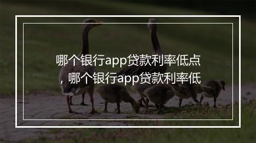 哪个银行app贷款利率低点，哪个银行app贷款利率低