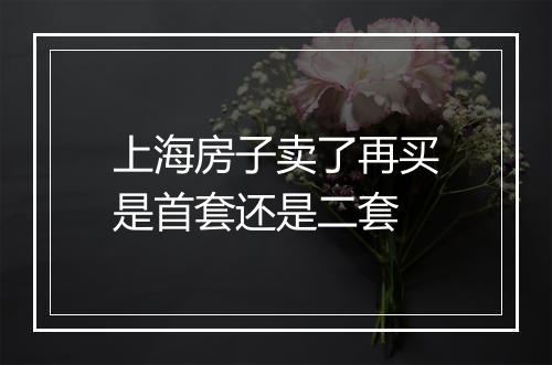 上海房子卖了再买是首套还是二套