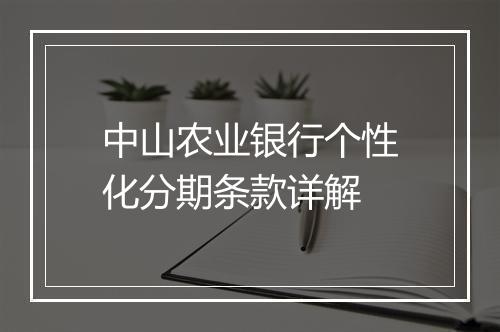 中山农业银行个性化分期条款详解