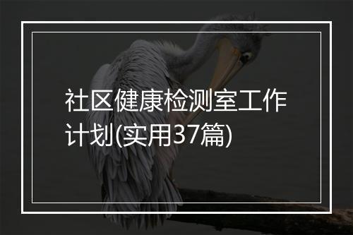 社区健康检测室工作计划(实用37篇)