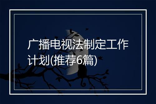 广播电视法制定工作计划(推荐6篇)