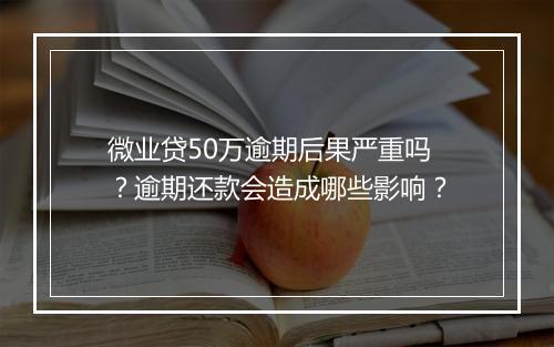 微业贷50万逾期后果严重吗？逾期还款会造成哪些影响？