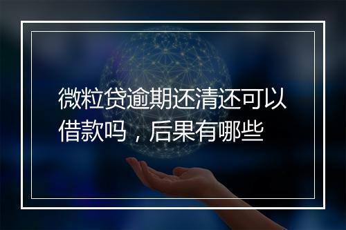 微粒贷逾期还清还可以借款吗，后果有哪些