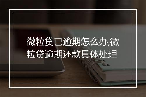 微粒贷已逾期怎么办,微粒贷逾期还款具体处理