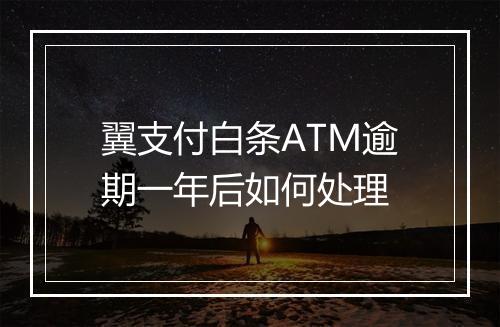翼支付白条ATM逾期一年后如何处理
