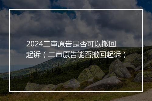 2024二审原告是否可以撤回起诉（二审原告能否撤回起诉）