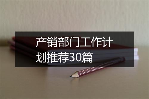 产销部门工作计划推荐30篇