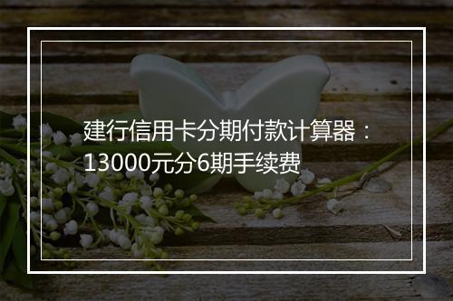 建行信用卡分期付款计算器：13000元分6期手续费