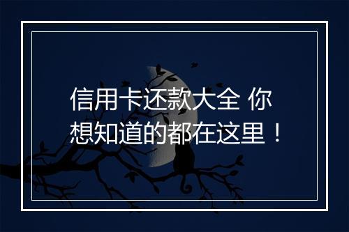 信用卡还款大全 你想知道的都在这里！