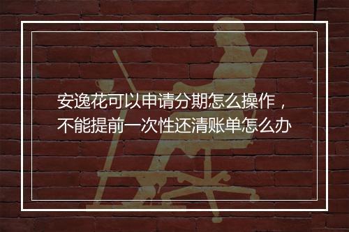 安逸花可以申请分期怎么操作，不能提前一次性还清账单怎么办