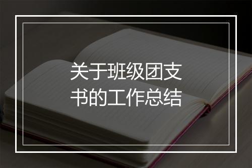 关于班级团支书的工作总结
