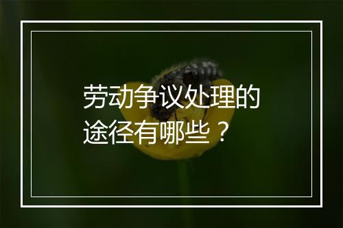 劳动争议处理的途径有哪些？