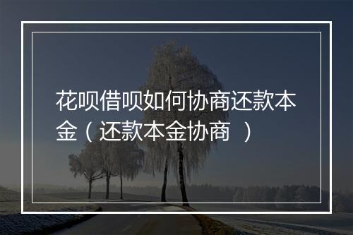 花呗借呗如何协商还款本金（还款本金协商 ）