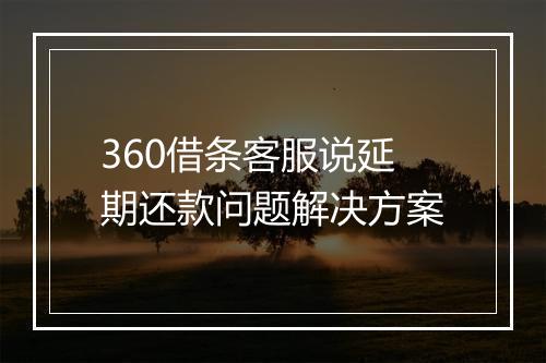 360借条客服说延期还款问题解决方案