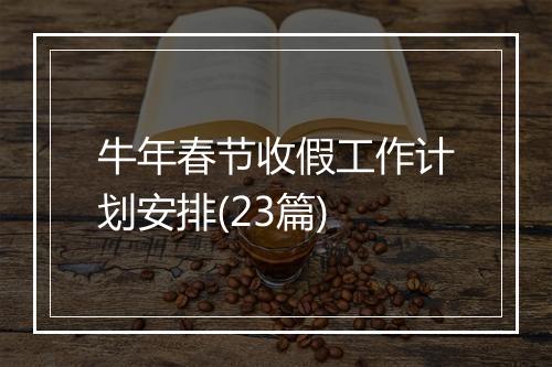 牛年春节收假工作计划安排(23篇)
