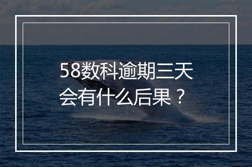 58数科逾期三天会有什么后果？