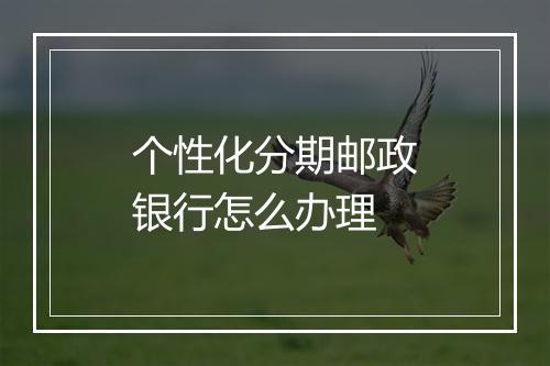 个性化分期邮政银行怎么办理