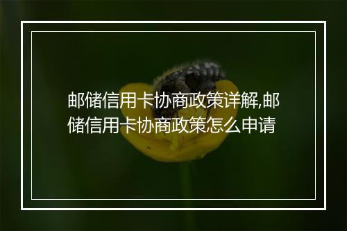 邮储信用卡协商政策详解,邮储信用卡协商政策怎么申请