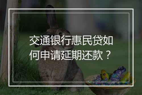 交通银行惠民贷如何申请延期还款？