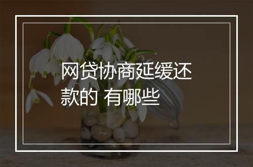 网贷协商延缓还款的 有哪些