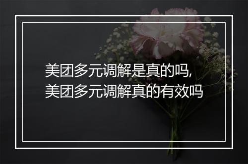 美团多元调解是真的吗,美团多元调解真的有效吗