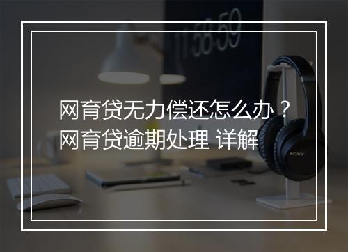 网育贷无力偿还怎么办？网育贷逾期处理 详解