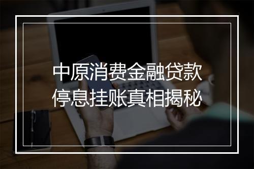 中原消费金融贷款停息挂账真相揭秘