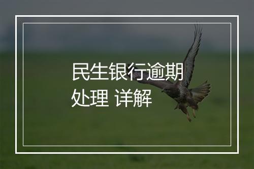 民生银行逾期处理 详解