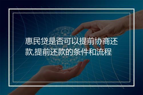 惠民贷是否可以提前协商还款,提前还款的条件和流程