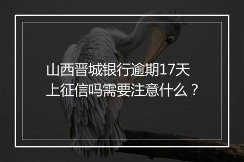 山西晋城银行逾期17天上征信吗需要注意什么？