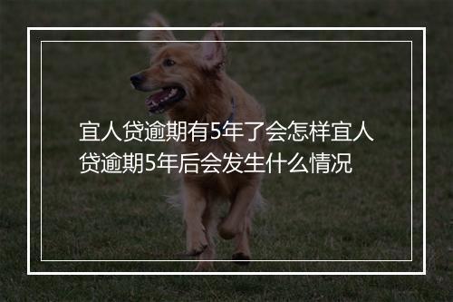 宜人贷逾期有5年了会怎样宜人贷逾期5年后会发生什么情况