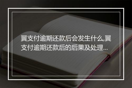 翼支付逾期还款后会发生什么,翼支付逾期还款后的后果及处理办法
